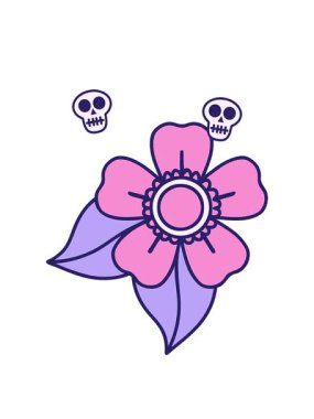 Çiçek dekoratif elementinin dönen kafatası animasyonu