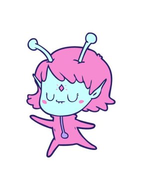 Uzaylı kız çizgi filminin basınçlı animasyonu