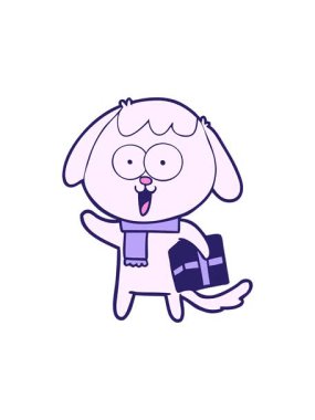 Noel hediyeli şirin çizgi film köpeğinin dikkat çekici animasyonu.