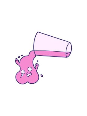 Dökülen su karikatürünün dönen hareketi