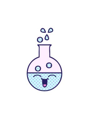 Bir test tüpünün karikatürünün dikkat çekici animasyonu