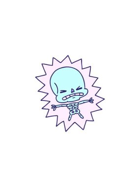 Ürkütücü bir iskeletin serbest piyasa çiziminin satış animasyonu