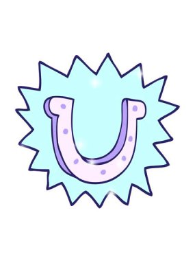 Çizgi film karalamalarının ışıltılı etkisi Çılgın Şanslı At nalı sembolü