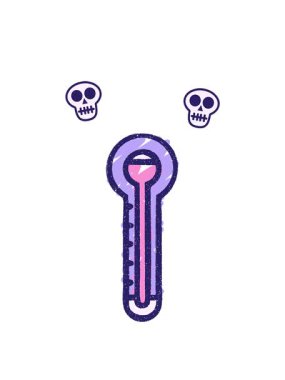 Sıcak Termometre Tebeşir Çiziminin dönen kafatası animasyonu