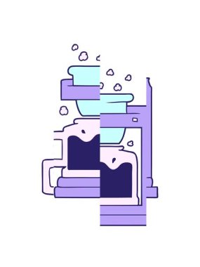 Çizgi film filtresi kahve makinesinin bölünmüş hareket animasyonu