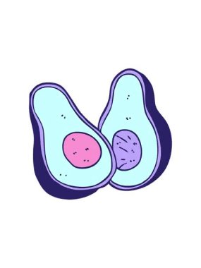 Avokado karikatürünün titreyen hareketi.