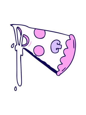 neon light effect animation of cartoon slice of pizza