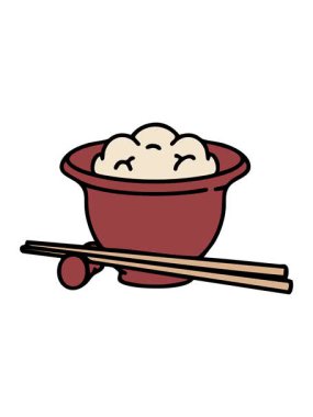 Japon pilavının geleneksel yemek çubuklarıyla ışık efektleri.