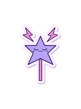 Tatlı bir çizgi film sihirli değneğinin hareketli çıkartması.