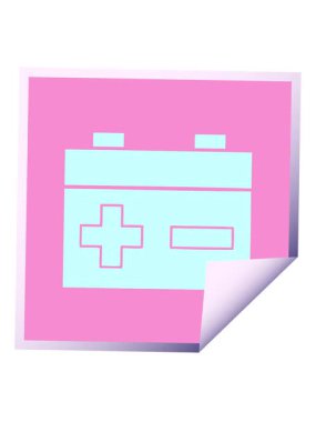 Bir araba aküsünün kare soyma çıkartmasının titreşimli hareketli animasyonu