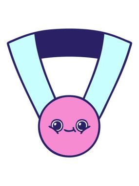 Altın madalyanın tatlı karikatürünü salla ve durdur.