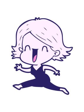 Çizgi filmdeki mutlu kadının hareketlerini salla ve durdur.