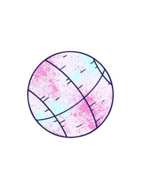 Bir basket topunun el çizimi çizgi film karalamalarının bölünme etkisi