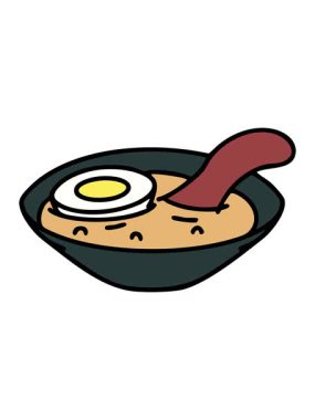 power up animation of ramen soup in traditional bowl