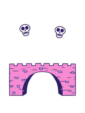 el çizimlerinin kafatası animasyonu taş bir köprünün karikatürü