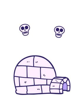 karikatür karalama kış eskimosunun kafatası animasyonu