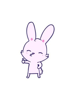 Meraklı tavşan çizgi film illüstrasyonunun dönen hareket animasyonu