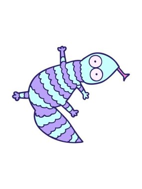 Çizgi film kertenkelesinin basınçlı animasyonu