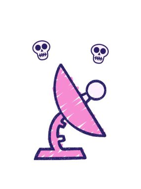 Radar Tabak Tebeşiri Çiziminin dönen kafatası animasyonu