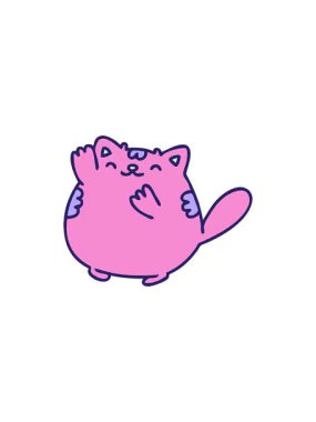 Mutlu bir kedinin el sallamasının çizgi filminin gösterişli satış animasyonu