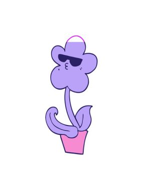 Serin karikatür çiçeğinin animasyonunu çalıştır