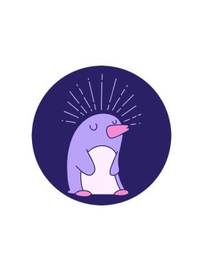 Dövme stili mutlu penguenin radyoaktif ışıldayan animasyonu