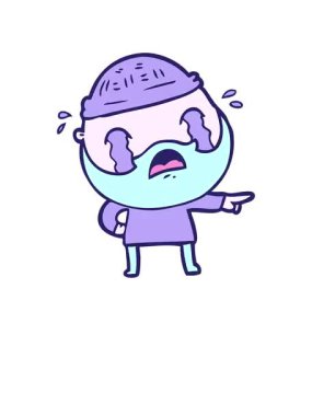 Ağlayan sakallı adamın çizgi film animasyonunu canlandırın.