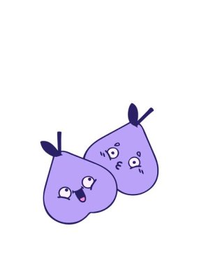 Yeşil armut çiziminin sevimli karikatürünü büyütüyorum.