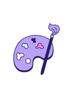 Bir sanatçının palet ve fırça karikatürünün hareketli animasyonu