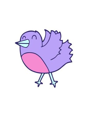 karikatür eğlenceli parlak kuşun animasyonunu renklendir