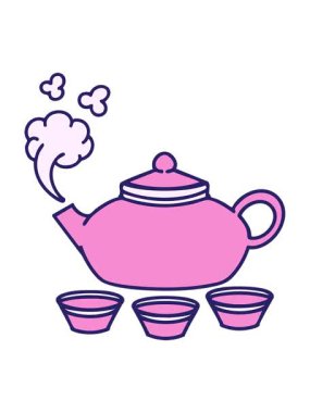 Japon çay demliğinin buharlı tasarımı ile hareketli animasyonu