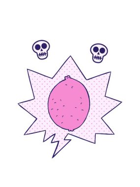 Çizgi roman tarzında konuşan baloncuklu çizgi film limonunun kafatası animasyonu