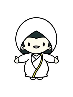 Geleneksel düğün kıyafetli mutlu Japon kadının neon ışık efekti animasyonu