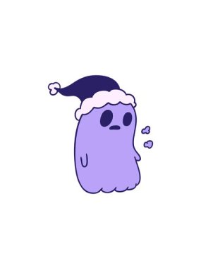 Kawaii hayaletinin el yapımı radyoaktif parlak animasyon çizimi.