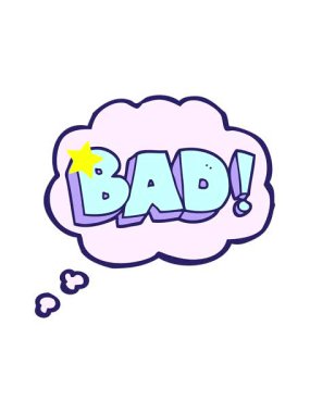 Parlayan yıldızlar serbest çizim düşünce baloncuğu çizgi filminin animasyonunu etkiler. Kötü sembol.