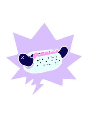 neon ışık efektleri çizgi film canlandırması taze lezzetli sosisli ve retro tarzı konuşma balonu.