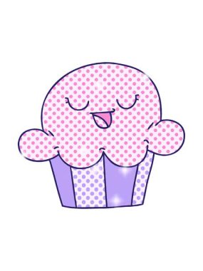 Çizgi roman tarzı çizgi filmin ışıltılı efektleri. Mutlu pasta.