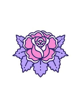 Bir gülün ikonik dövme tarzının hareketli animasyonu