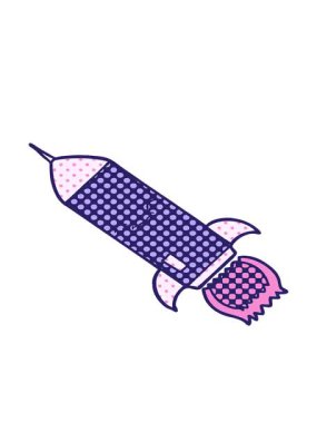 bir roket çiziminin hareketli animasyonu