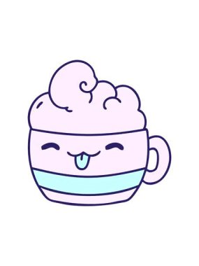 Köpüklü bir fincan kahvenin çizgi filminin dönen hareketi.