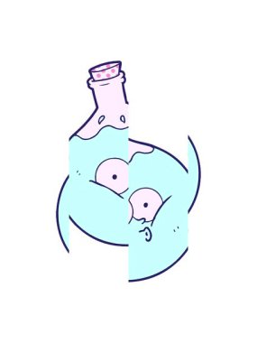 Çizgi film iksiri çiziminin bölünmüş hareket animasyonu