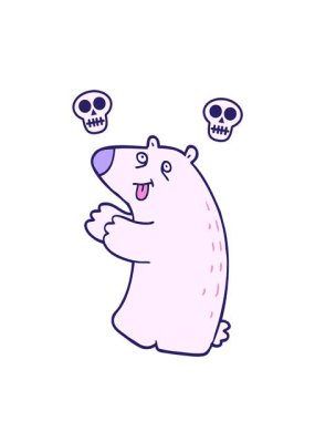 Çizgi film animasyonunun dönen kafatası animasyonu mutlu ayı