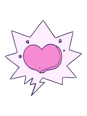 Konuşma baloncuğu ile karikatür aşk kalp hareketini salla