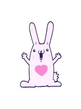 Aşk yürekli çizgi film tavşanının hareketli animasyonu.