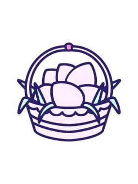 Paskalya sepeti ve yumurtalarının dönen hareketli animasyonu