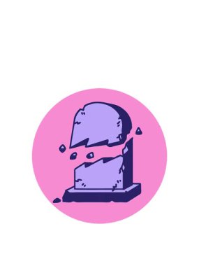 Kırık bir mezar taşının ikonik dövme görüntüsünün hareketli animasyonu