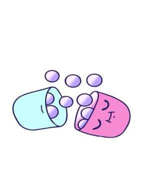 Gülümseyen bir hapın gradyan çizgi filminin el yazması hareketli animasyonu