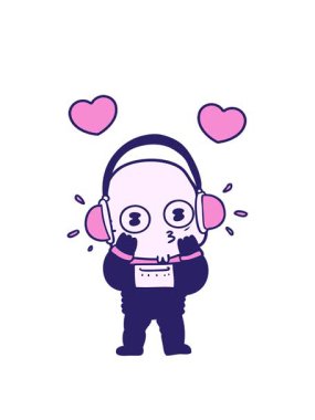 Garip kel uzay adamının dönen kalp animasyonu