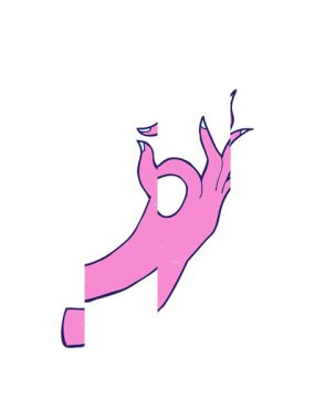 Çizgi film el sembolünün bölünmüş hareket animasyonu