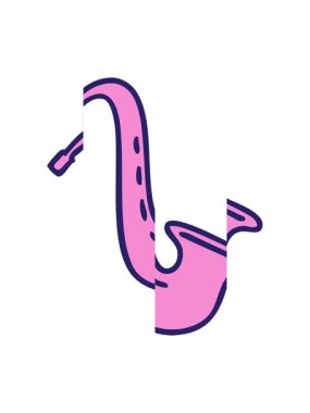 Müzikal saksafonun retro grunge doku çizgi filminin bölünmüş hareket animasyonu